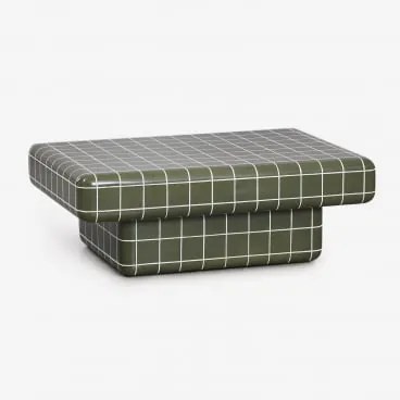 Prostokątny Stolik Kawowy Do Ogrodu W Stylu Cementowej Płytki Eleonor 100 X 70 Cm & Ether Green - Sklum