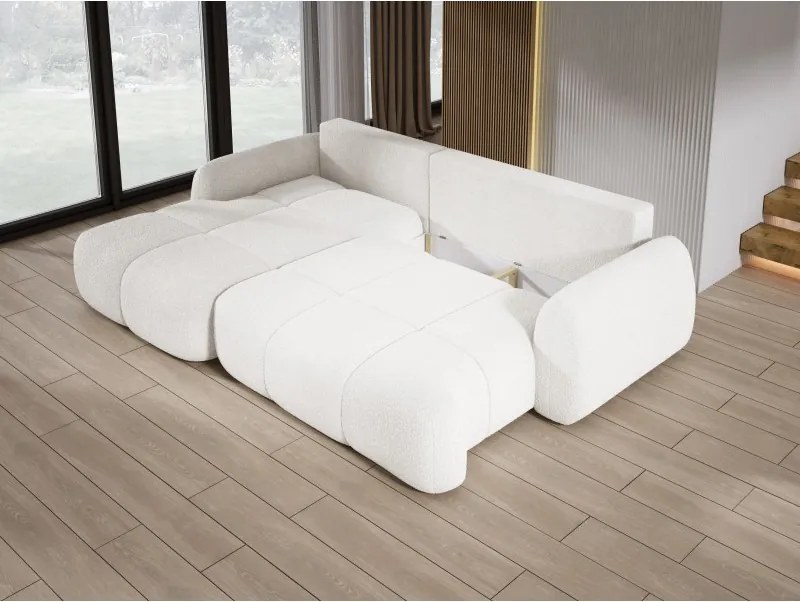 Narożnik COCO z funkcją spania, poduszkami i pojemnikiem NowOrNever 01 Biały