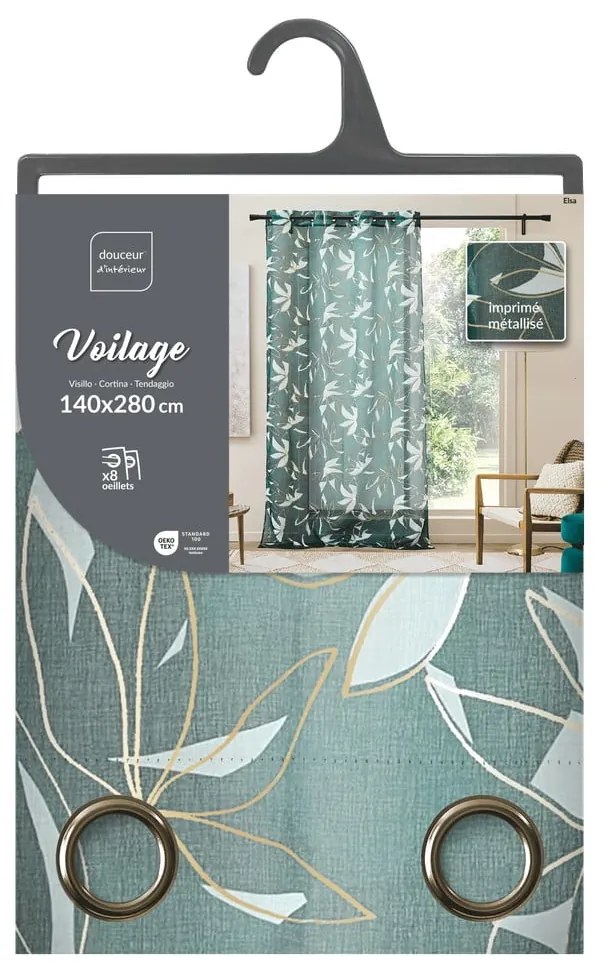 Zielona firanka z woalu 140x280 cm Elsa – douceur d'intérieur
