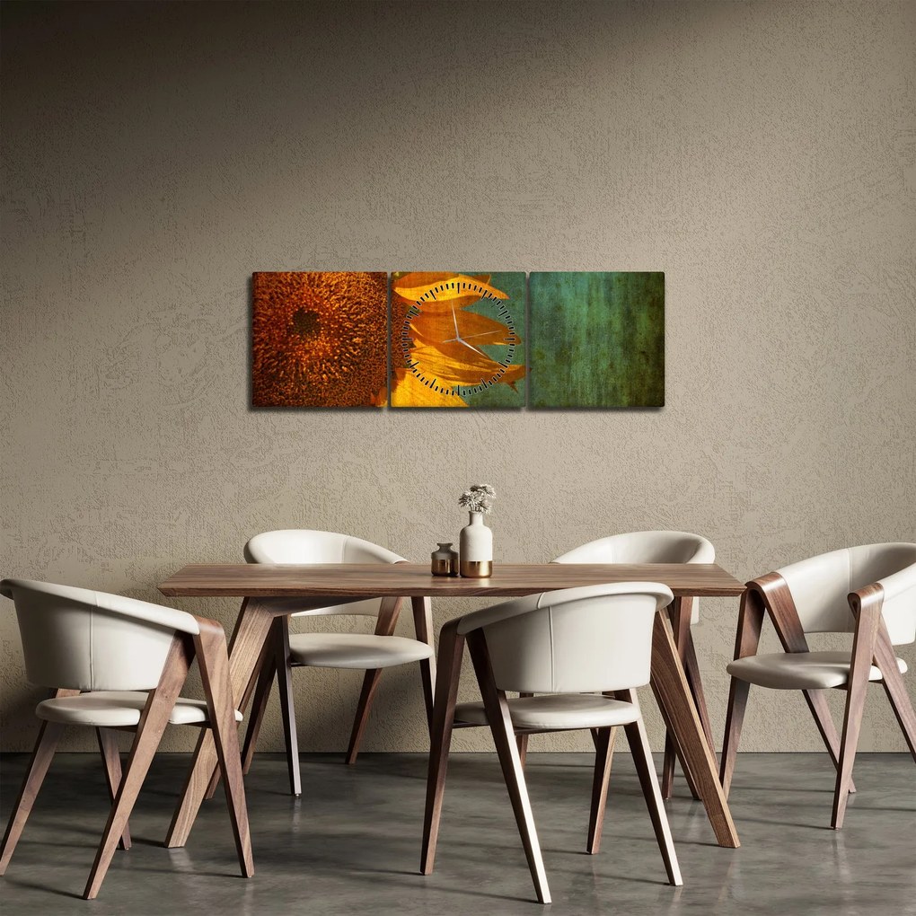 Obraz - Słonecznik (z zegarem) (90x30 cm)