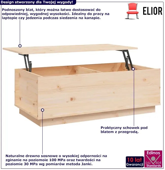 Naturalna drewniana ława ze schowkiem A2-A39