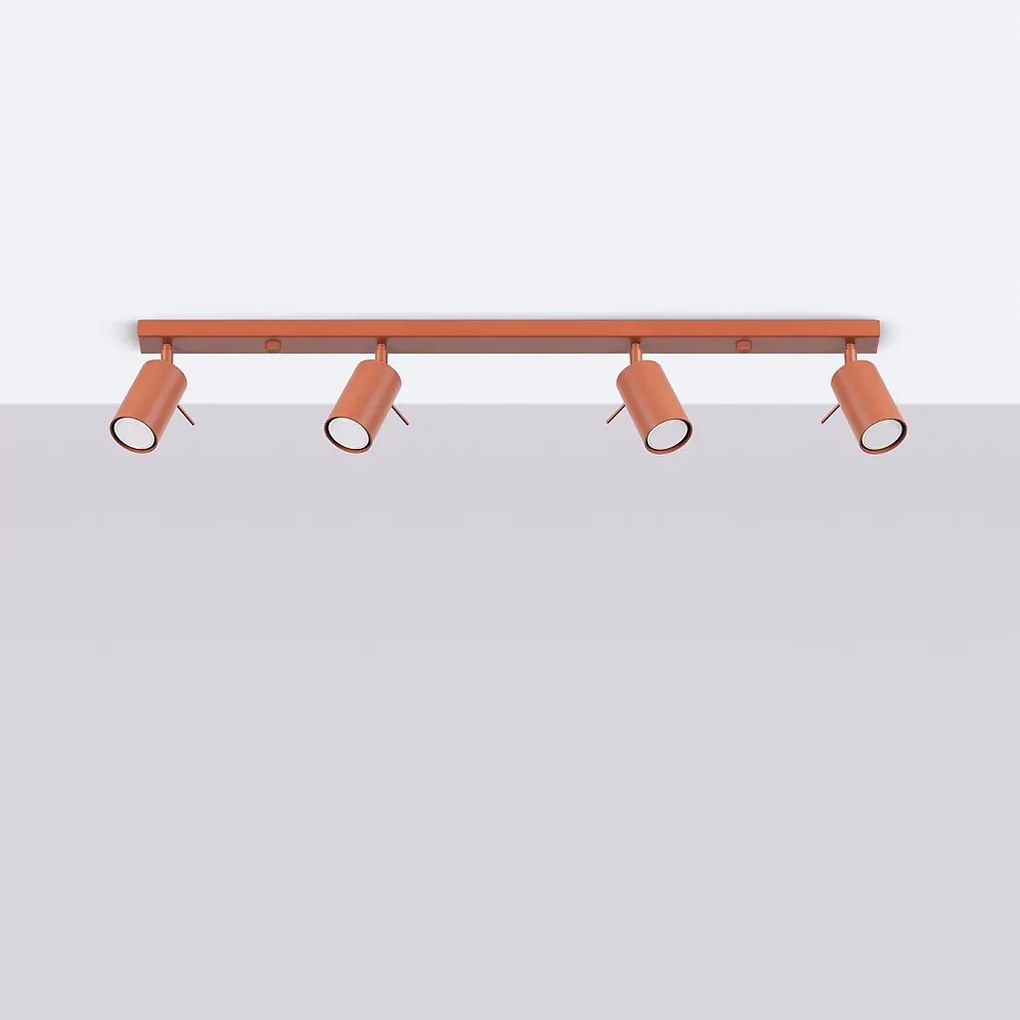 Lampa sufitowa nowoczesny Briix, stal - 4 źródło światła 4000K - L.81 x H.17 cm - ochra czerwona