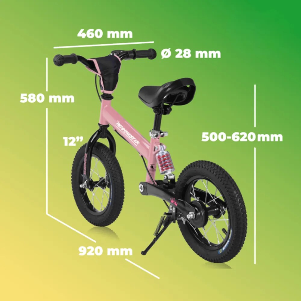 Rowerek biegowy QUIDO, od 3 lat, różowa Rennmeister