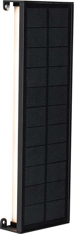 Lampa ścienna zewnętrzna czarna 30 cm z wbudowanym LED, 4-stopniowym ściemniaczem i panelem słonecznym - Serena