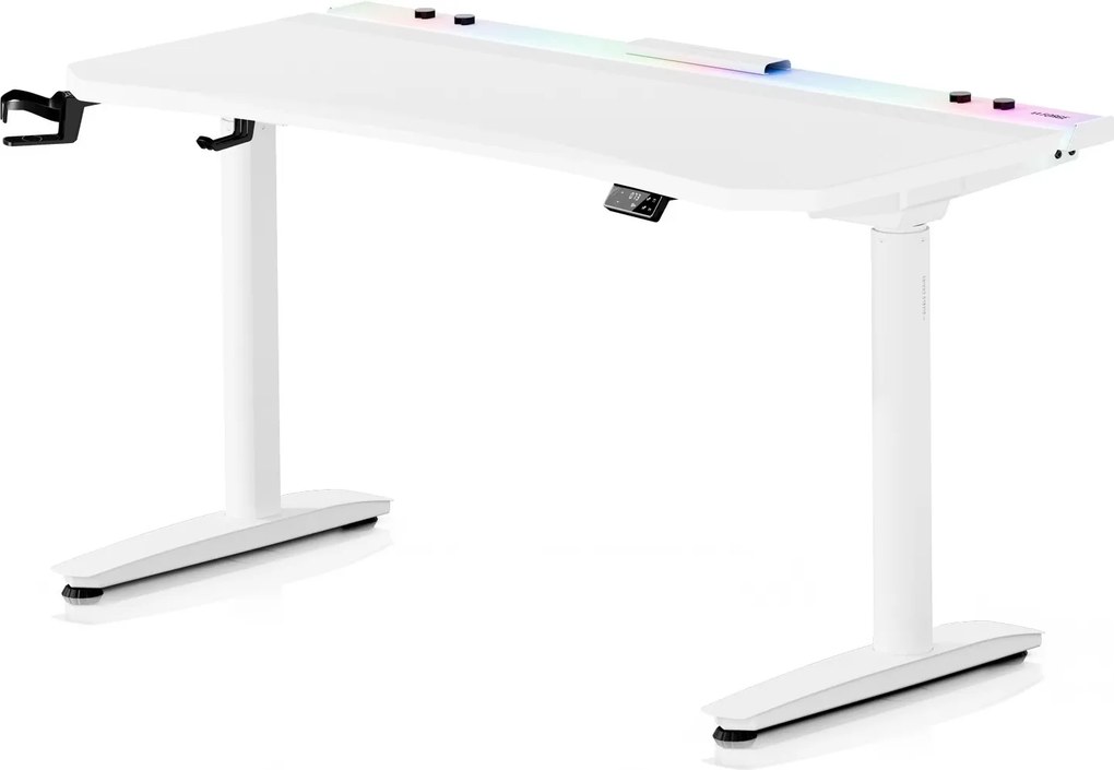 Elektryczne biurko dla graczy RGB Diablo X-Forge, 140x70 cm, białe