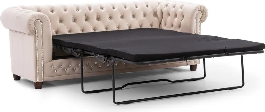 Beżowa aksamitna rozkładana sofa 203 cm York Blik – Ropez