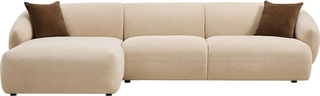 Kanapa narożna lewostronna z teksturowanej tkaniny w kolorze beżowym MIBASTO