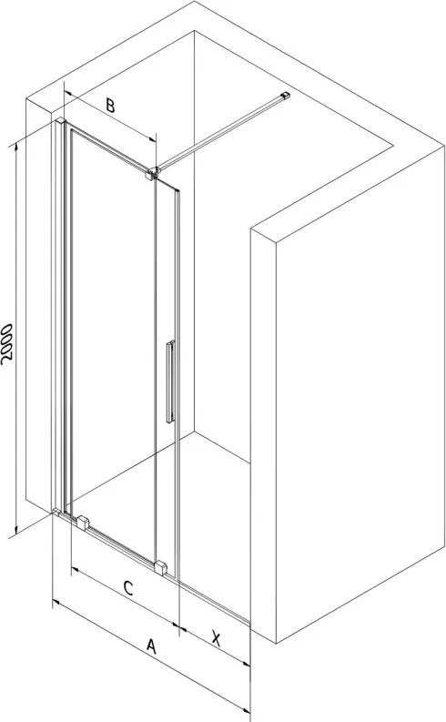Mexen Velar drzwi prysznicowe rozsuwane 90 cm, transparent, chrom - 871-090-000-01-01
