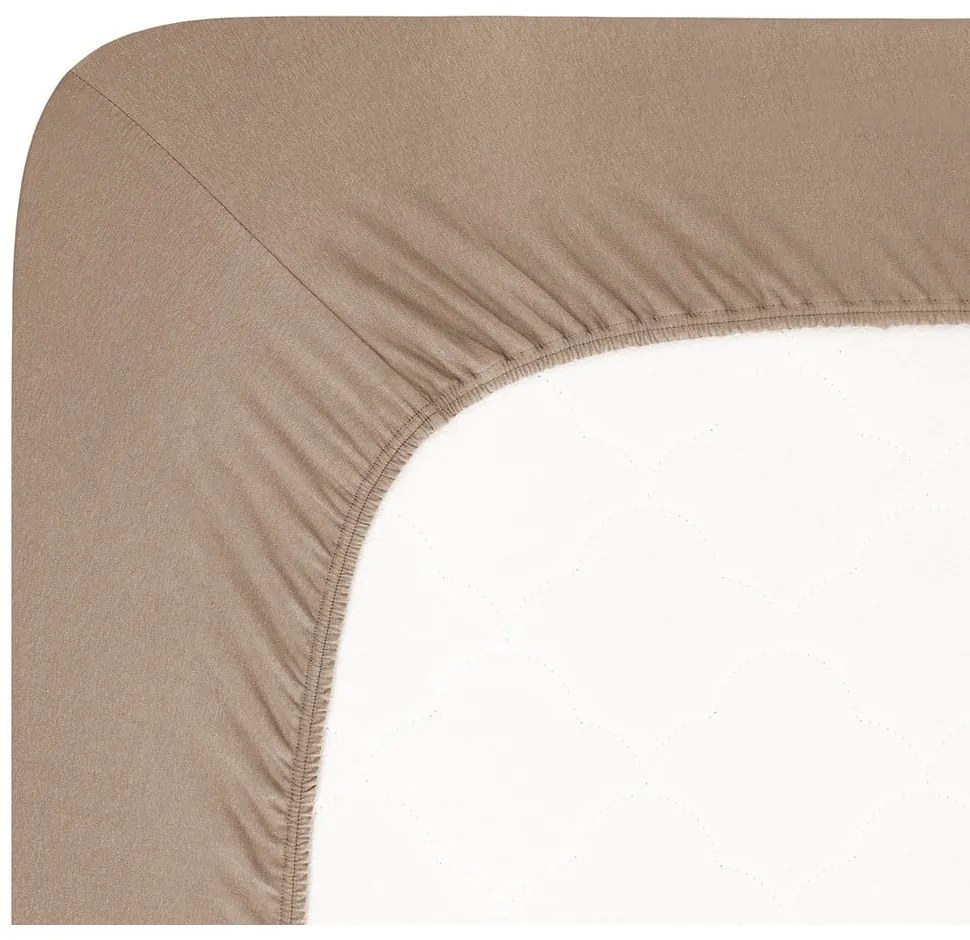 Brązowe dżersejowe prześcieradło z gumką 180x200 cm Boxspring – Andrea Simone