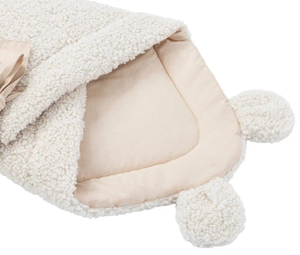 Kremowy rożek niemowlęcy z materiału sherpa 35x65 cm – Meowbaby