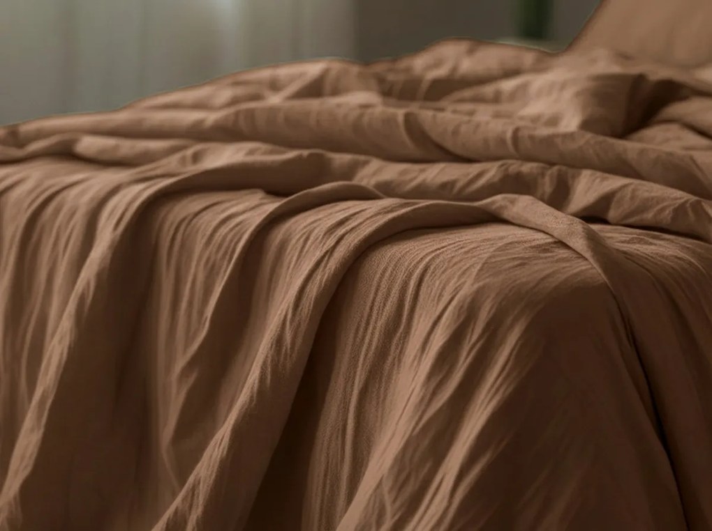 PrzytulneMieszkanie.pl PrzytulneMieszkanie.pl Muślinowa pościel MUSSARI jasnobrązowa Rozmiar pościeli: 70 x 90 cm | 140 x 200 cm