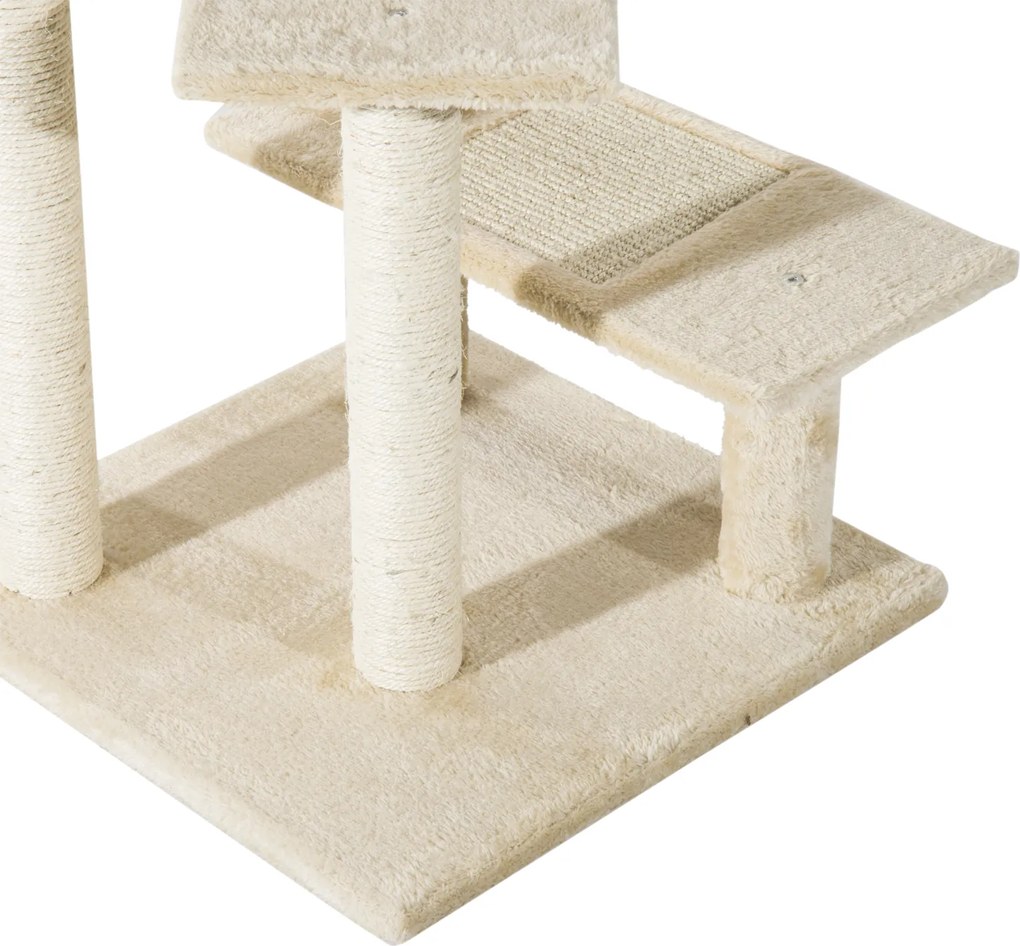 Drapak do ostrzenia pazurów, drapak dla kota z sizalowymi słupkami, drzewko wspinaczkowe dla kota, beżowy | Aosom.pl