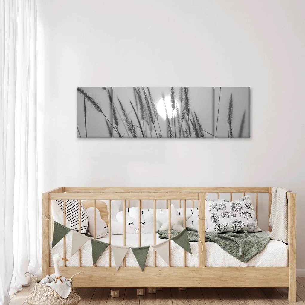 Obraz - Łąka o zachodzie słońca (170x50 cm)