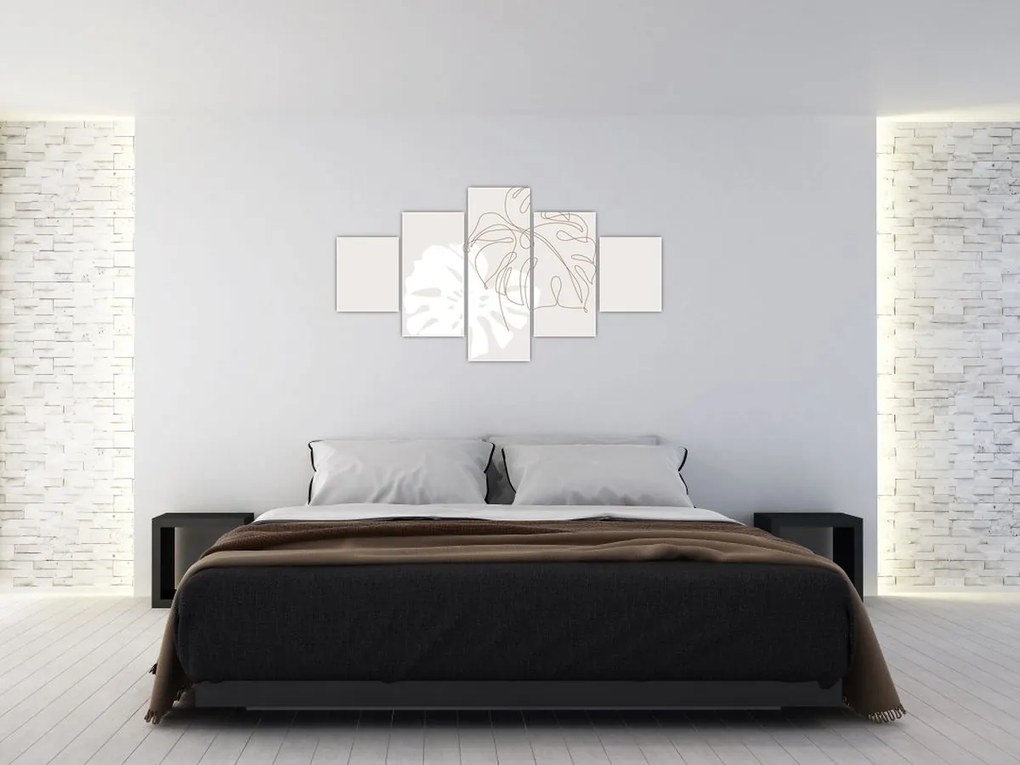 Obraz - Line art monstera N⁰2 (125x70 cm)