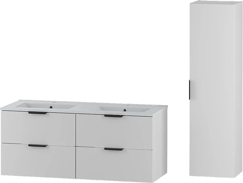 Biały Zestaw do Łazienki 120cm Szafka z Umywalką Słupek Pile