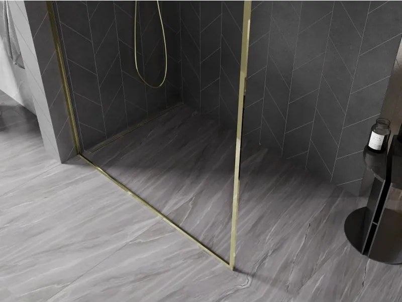 Mexen Kioto-F ścianka prysznicowa Walk-in z ramką 180 x 202 cm, transparent 8 mm, złota - 800-180-104-50-00