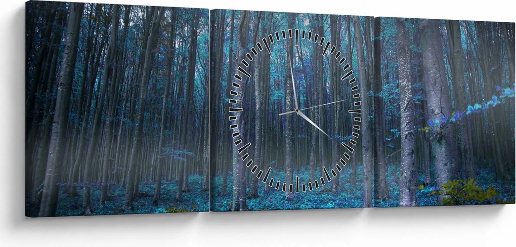 Obraz - Magiczny las (z zegarem) (90x30 cm)