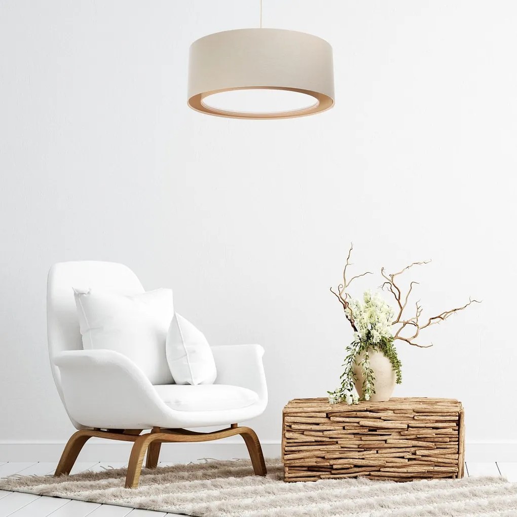 Biały żyrandol LAMU z podwójnym abażurem i dnem