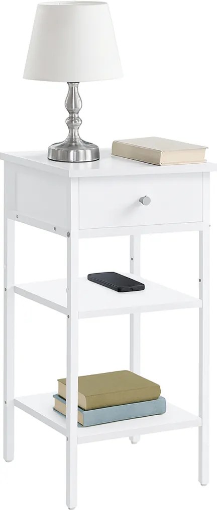 Stolik Boczny Szafka Nocna z Szufladą Biała - LET502B14