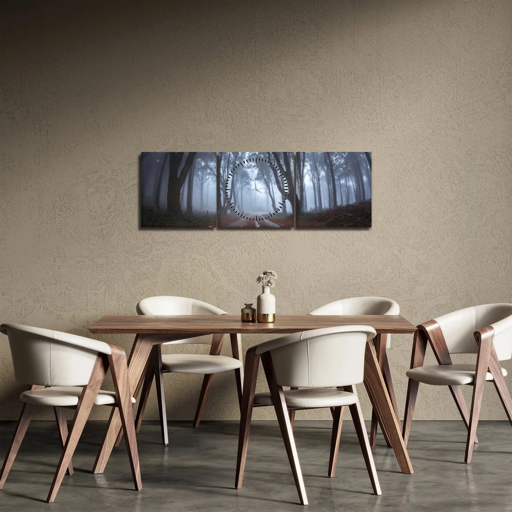 Obraz - W deszczowy dzień (z zegarem) (90x30 cm)
