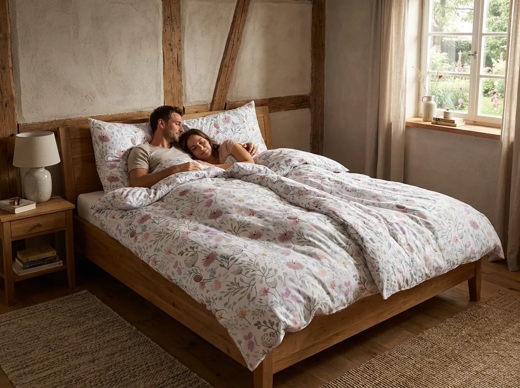 PrzytulneMieszkanie.pl PrzytulneMieszkanie.pl Pościel z bawełny renforcé FLORENO biała Rozmiar pościeli: 2 szt 70 x 90 cm | 200 x 220 cm