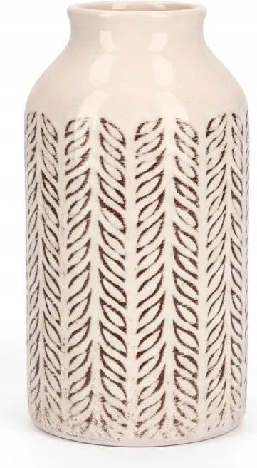 Osłonka Ceramiczna beżowa 17 cm Nowoczesny Wazon zdobiony Elegancki vintage