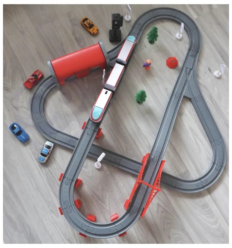 Woopie kolejka elektryczna tor most tunel 80 el.