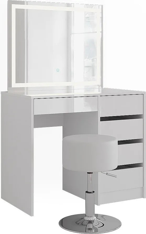 Stół do toalety biały/biały wysoki połysk 89.8x50.1x76 sherry