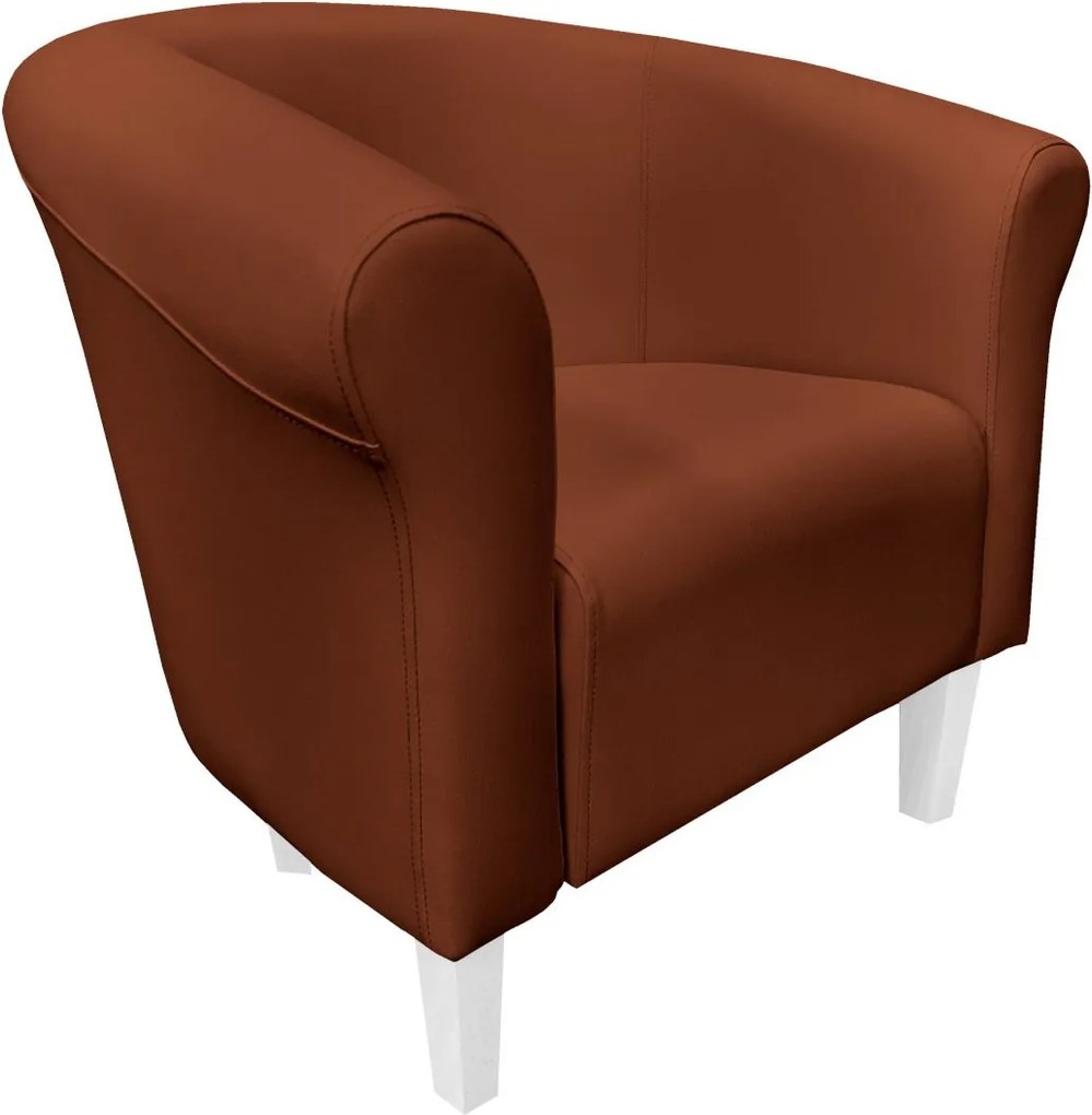 Fotel Milo tkanina Eko-skóra elegancki fotel do salonu i gabinetu : Kolor nogi - Biała, Kolor tkaniny - EKO-SKÓRA - 3D, Wysokość nogi - 15 cm