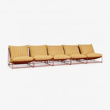 Amaro 5-częściowa Modułowa Sofa Ogrodowa Miód Żółty - Chocolate & Blk Frame - Sklum