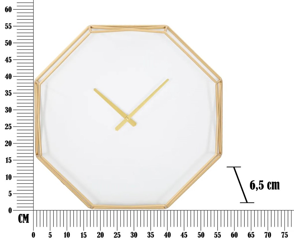 Ośmiokątny zegar na ścianę w stylu glamour, Ø 56 cm