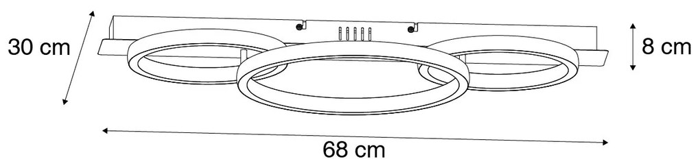 Plafon / Lampy sufitowe czarny z drewnem z wbudowanymi diodami LED 3-światła - Marien Nowoczesny Oswietlenie wewnetrzne