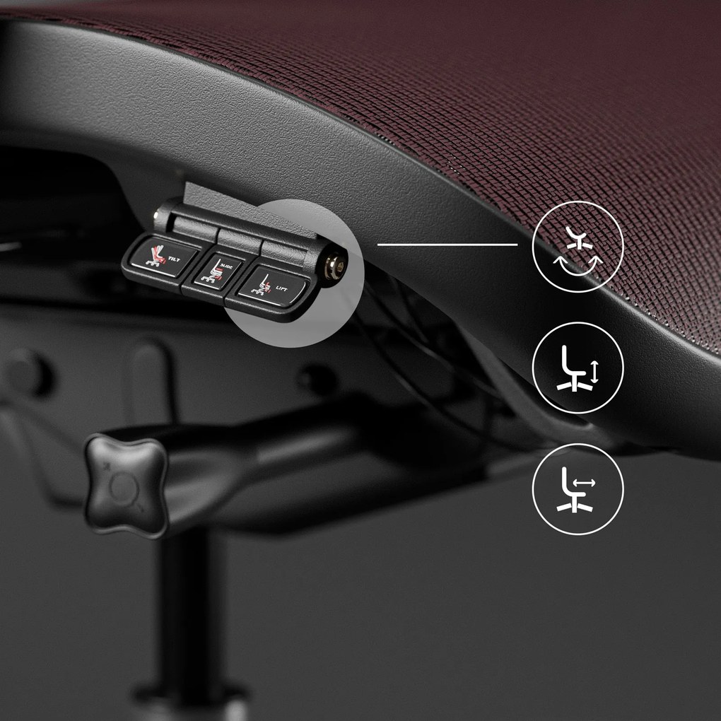 Krzesło do biurka Diablo V-Commander, zgodne z normą BHP, kolor czarno-burgundowy