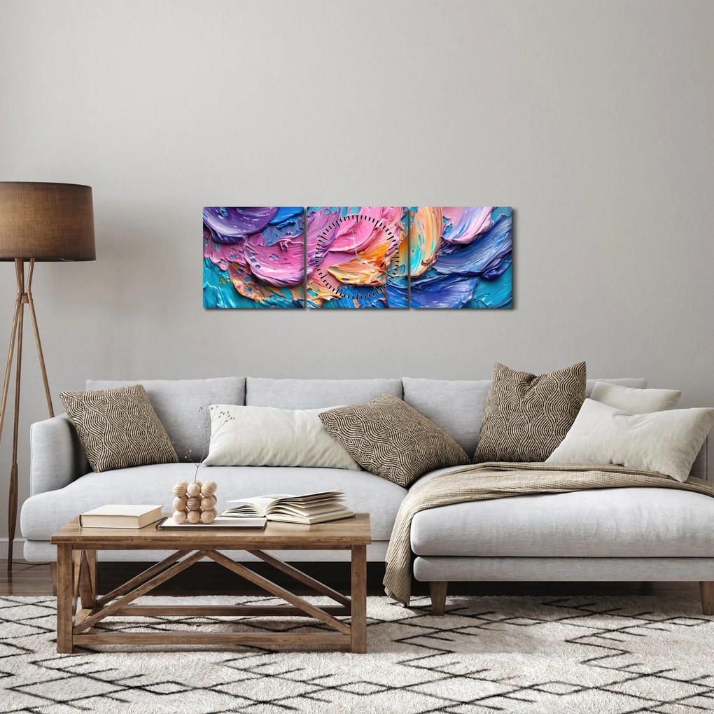 Obraz - Malarstwo olejne (z zegarem) (90x30 cm)