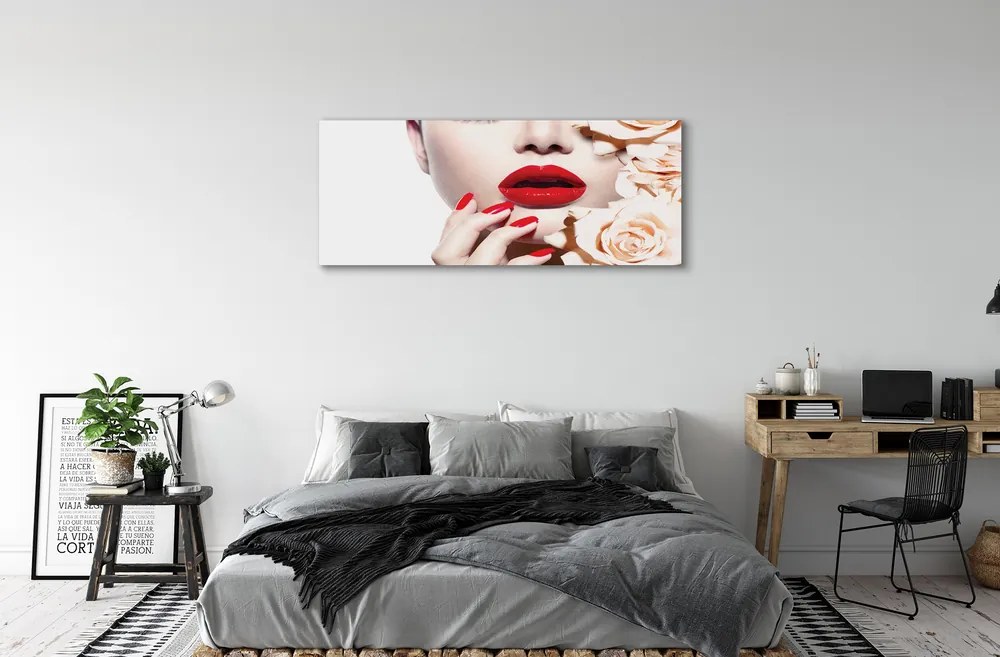 Obraz drukowany na płótnie Róże i Czerwone Usta