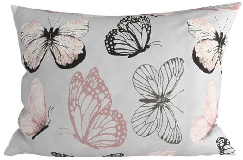 Zestaw 2 szt. dekoracyjnych poszewek na poduszki z mikrofibry MY BUTTERFLY 50x70 cm, jasnoszary