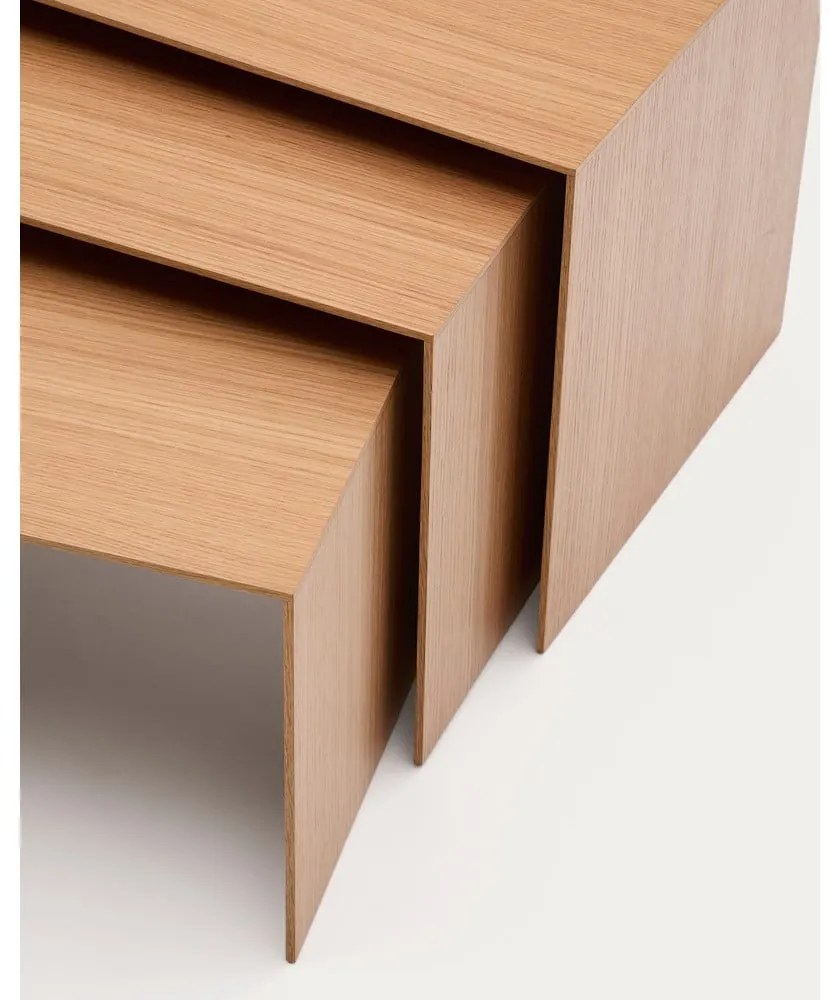 Stoliki zestaw 3 szt. w dekorze dębu 40x60 cm Litto – Kave Home