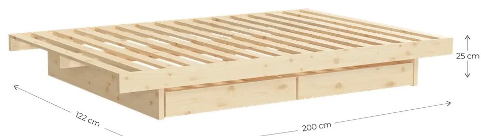 Naturalne łóżko z litego drewna sosnowego ze stelażem 120x200 cm Kanso – Karup Design