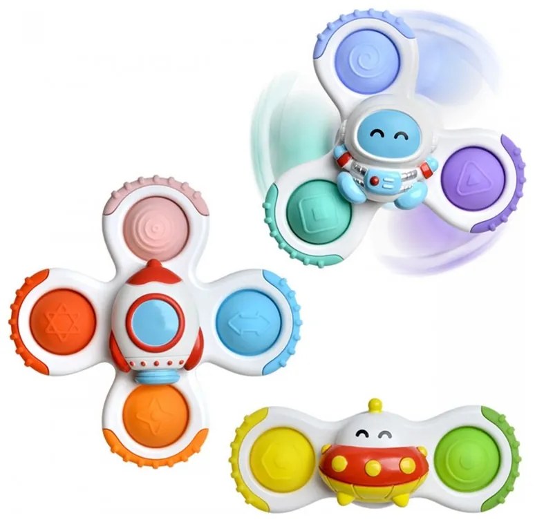 Woopie baby spinner zabawka sensoryczna rakieta kosmita ufo 3 szt.