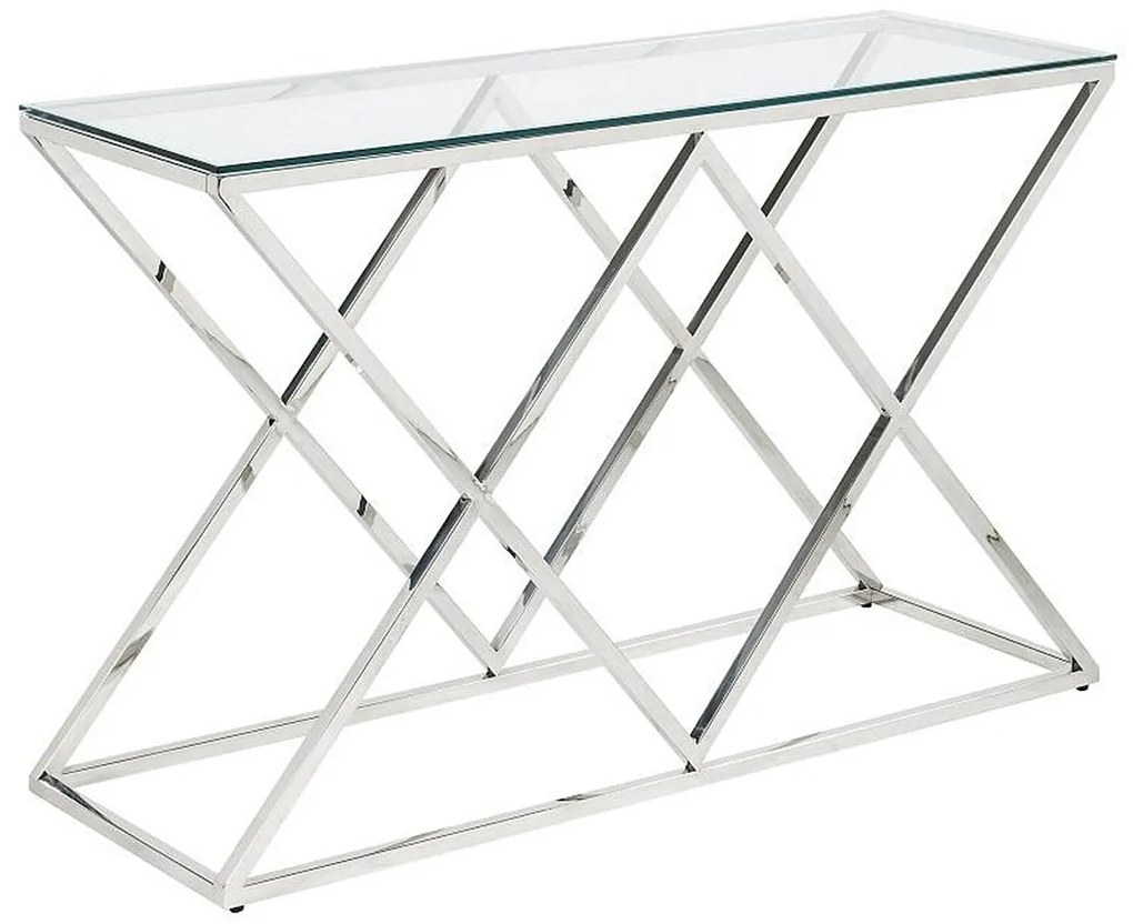 Konsola CHARLOTTE marki Pascal Morabito – szkło hartowane i stal – chromowana