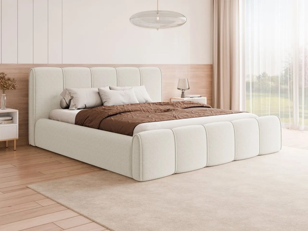 Łóżko tapicerowane z pojemnikiem na pościel Wincan