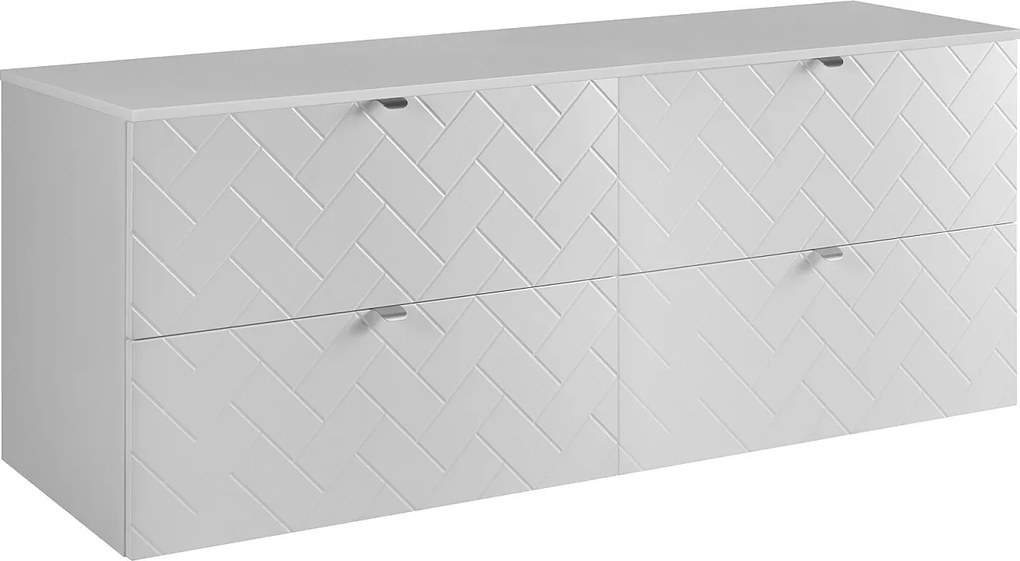 Meble łazienkowe, Biały Mat, 160 x 57 x 46 cm, uchwyty srebrne