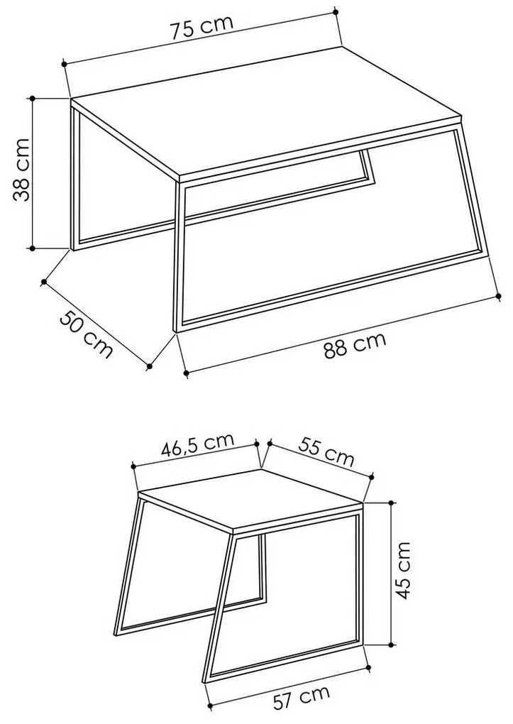 Zestaw stolików konferencyjnych Orta Black and Anthracite, 2 szt.