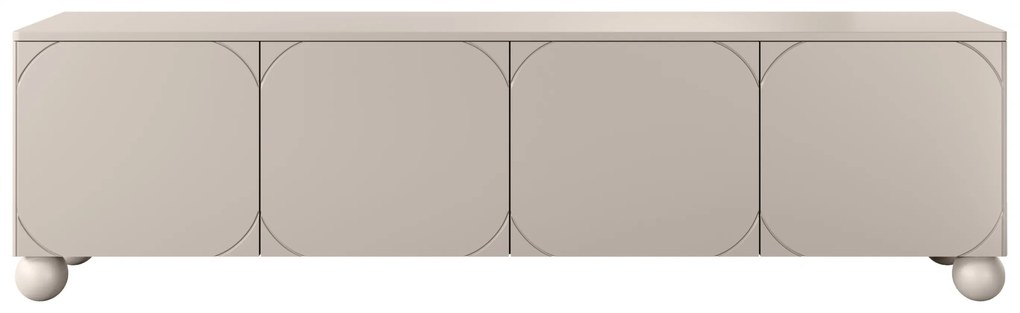 Szafka RTV Sonatia II 200 cm czterodrzwiowa na nogach kulach - kaszmir