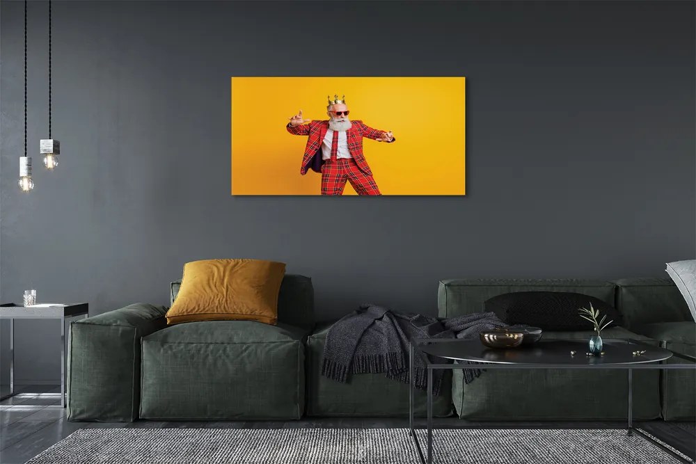 Obraz drukowany na płótnie Mężczyzna w Garniturze w Kratę