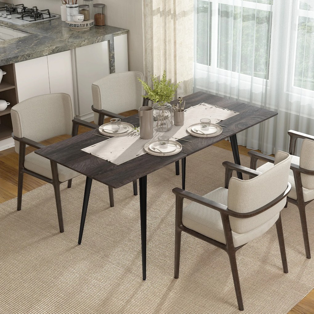 HOMCOM Rozkładany stół jadalny rozsuwany dla 6-8 osób kuchenny do jadalni drewniany stalowe nogi 120-160x 75 x 77 cm | Aosom PL