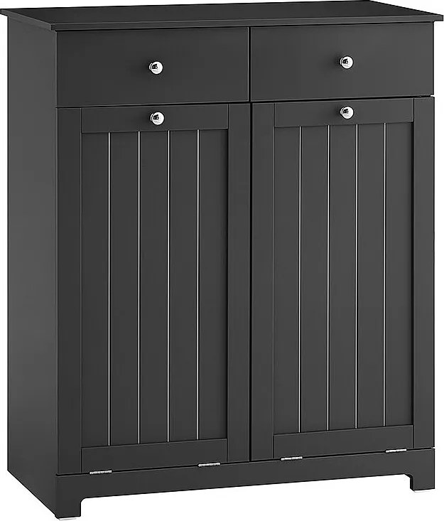 SoBuy Szafka łazienkowa z 2 szufladami i workami, półką, MDF, czarna