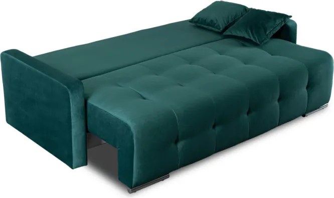 Sofa z Funkcją Spania FAVIO Wersalka Rozkładana Dwuosobowa Welurowa Zielona Nowoczesna do Salonu