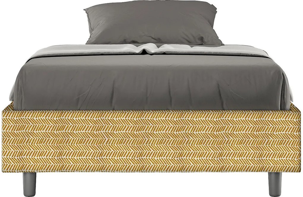 Łóżko bez stelaża tapicerowane 120x190 tkaniny Aragona 3 żółty Azelia