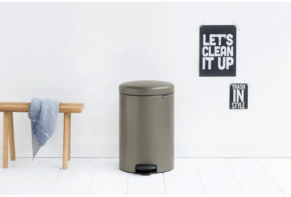 Szary stalowy kosz na śmieci z pedałem 20 l NewIcon – Brabantia